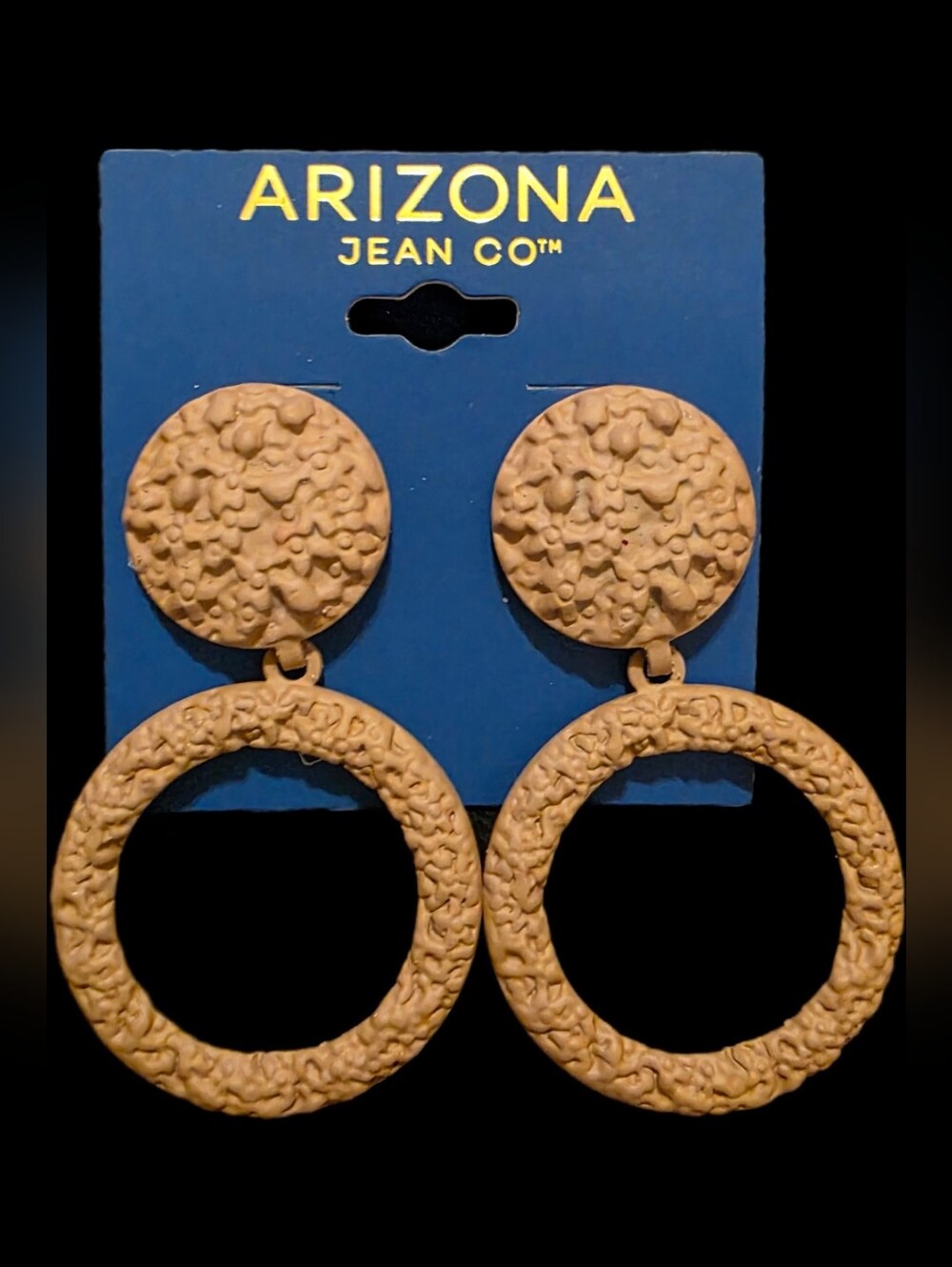 Tan Textured Drop Earrings